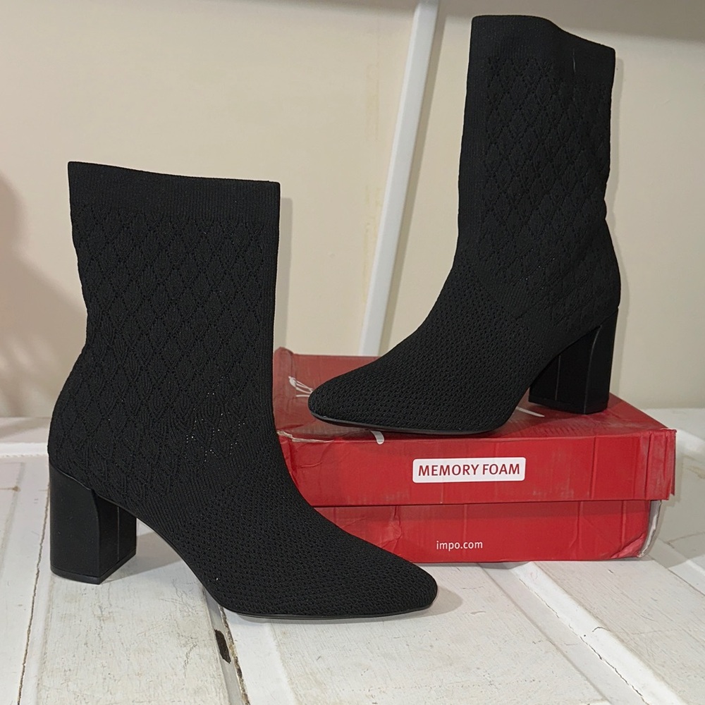 Impo Black Textured Heeled Boots